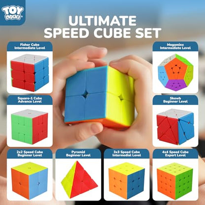 STEAM Life Speed Cube Set 8 Pack Magic Cube | Includes 3x3, 2x2, 4x4 Speed Cube, Pyramid Cube, Megaminx Cube Bundle Collection Cube Toys for Kids & Adults - color: 8 Pcs
