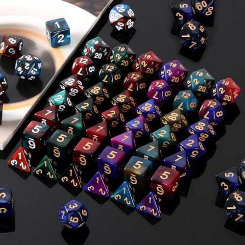 Coyeekn 35-Set DND Polyhedral Dice with Storage Pouch | 245 Total Polyhedral Dice, 7 Per Set, 35 Complete Dice Sets (D4-D20), Great for D&D, MTG & Tabletop RPG Games - color: 35set-245pcs