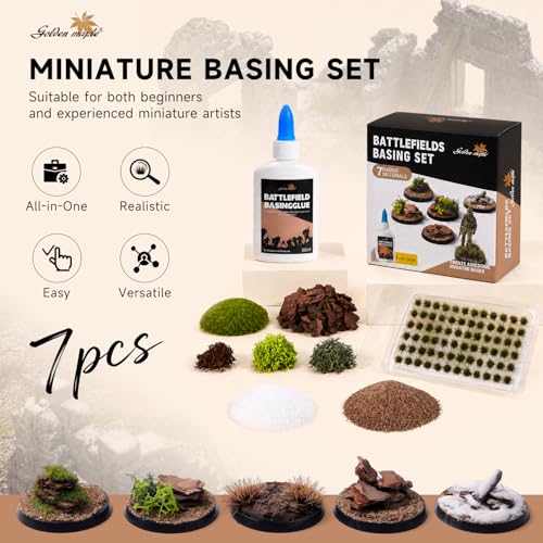 golden maple Basing Kit - Miniature Basing Material & Terrain, Static Grass | Static grass + basing glue kit — miniature basing material for miniature terrain, ready for model bases and dioramas