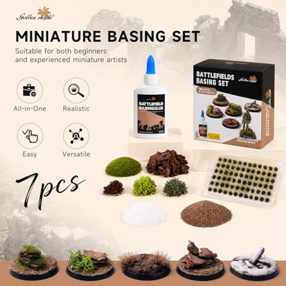 golden maple Basing Kit - Miniature Basing Material & Terrain, Static Grass | Static grass + basing glue kit — miniature basing material for miniature terrain, ready for model bases and dioramas