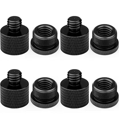 Mic Stand Adapter 3/8 Female to 5/8 Male Microphone Stand Adapter and 5/8 Female to 3/8 Male Mic Thread Adapter for Blue Yeti Snowball Boom Arm Mic Stand Mount to Tripod, Combo 8 Pack by ChromLives - color: black