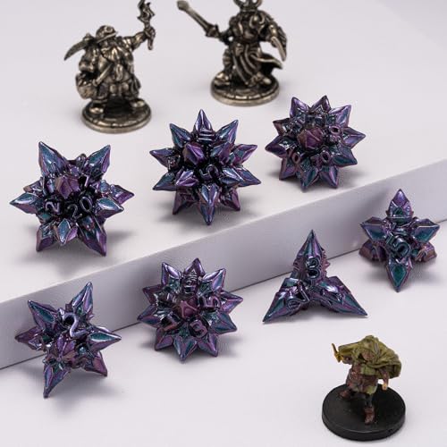 DND Dice Set Metal,Polyhedral D&D Metallic Heterotypic D and D Dice with Cracks for Dungeons and Dragons RPG TTRPG 7-Die Set with Gift (Heterotypic, Heterotypic-Purple) - color: Heterotypic-purple, style: Heterotypic