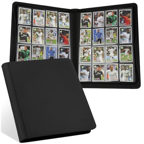 16 Pocket Ringless Side Loading Trading Card Binder, 1024 Cards PU Fixed Page Zipper Card Album for TCG Sports Game Cards, Not Fit Top Loaders (Black) - color: 16 Pocket 1024 Diamond Black