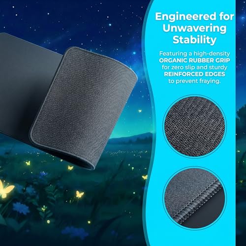 XXL Gaming Mouse Pad 23.6x11.8 inch,Dazzling Starry Sky Landscape Theme Desk Mat,Glowing Butterfly Flower Scene Large Mousepad,Fantasy Artistic Keyboard Mouse Mat (Deep Indigo Starry Sky) - color: Deep Indigo Starry Sky