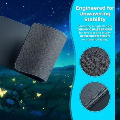 XXL Gaming Mouse Pad 23.6x11.8 inch,Dazzling Starry Sky Landscape Theme Desk Mat,Glowing Butterfly Flower Scene Large Mousepad,Fantasy Artistic Keyboard Mouse Mat (Deep Indigo Starry Sky) - color: Deep Indigo Starry Sky