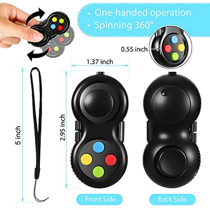 Skylety 2 Pcs Fidget Toys for Adults Controller Fidget Pad Stress Relief Cube Clicker Game Controller Sensory Educational Toy for ADHD Autism Relief Stress Anxiety(Black Style) - style: Black Style