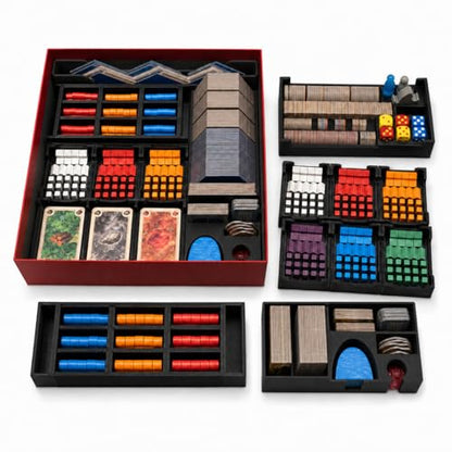 Organizer Insert Compatible with Catan 6th Edition, Seafarers 6e & 5-6 Player Expansions, All-in-One Storage with Removable Trays, Black (Catan 6e, Seafarers 6e & 5-6 Player Expansions)