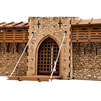 Barbican P - Castle gate - 3D Wooden Puzzle - DIY 28mm Scale Model Building Set for Adults and Collectors - Assembly kit - Tabletop Miniature Terrain Set - color: Gatehouse (Real Texture)