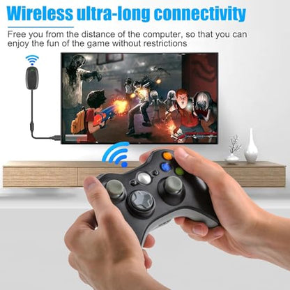 Wireless USB Gaming Receiver Adapter for Xbox 360 Controller, Compatible with Windows 11/10/8/7 PC, Plug & Play, Supports Up to 4 Controllers, Black