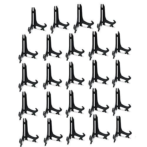 Artliving 3 Inch Acrylic Card Display Stands, Small Plastic Easels and Stand/Plate Holders for Displaying Pictures, Plates, or Cards at Weddings, Home Decor, or Birthdays (black, 24 Pack) - color: Black, size: 3inch(24piece)