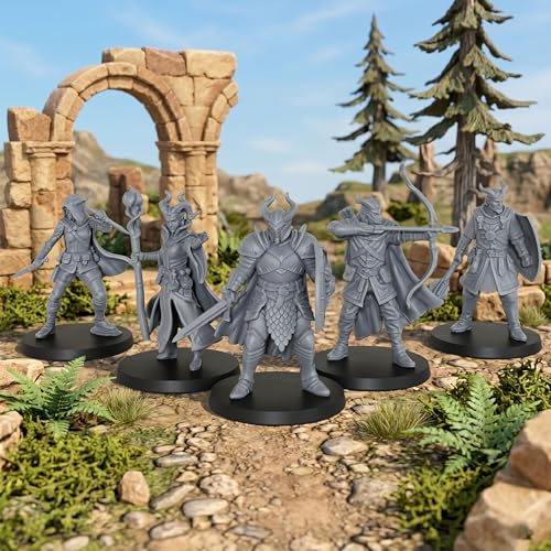 AUSPDICE Fantasy Human Miniatures28mm Dungeon Masters RPG Gift AS1002 | Unpainted Tabletop RPG Miniature Game Figures Set of 5pcs 1:56 Scale Minis Figurine Pack Great
