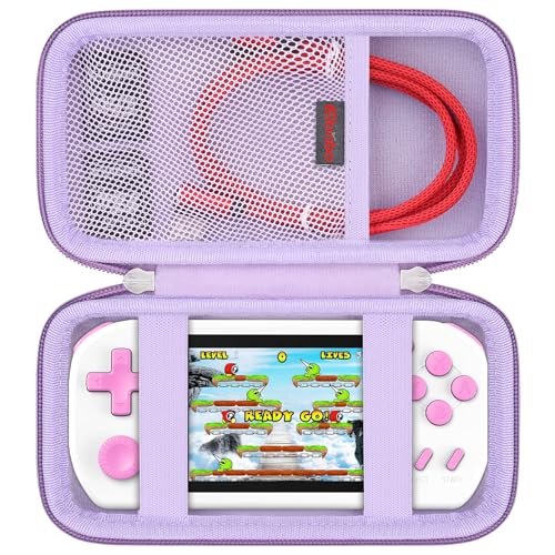 Elonbo Carrying Case for TEBIYOU/ WELLST·G/ TaddToy/ Beijue/ FAMILY POCKET/ CCTU/ X-JOYKIDS/ GREENCREEK/ Beico/ KAVOYI/ GuaiyeyeAP Handheld Game Console, Portable Electronic Gaming Player Bag, Purple - color: Purple