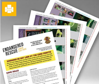 Endangered Rescue: Lemur Leaf Frog by Grand Gamers Guild | Ages 13+ | 1-4 Players | Portable Escape Room Card Game for Groups | Conservation-Themed Puzzle Adventure