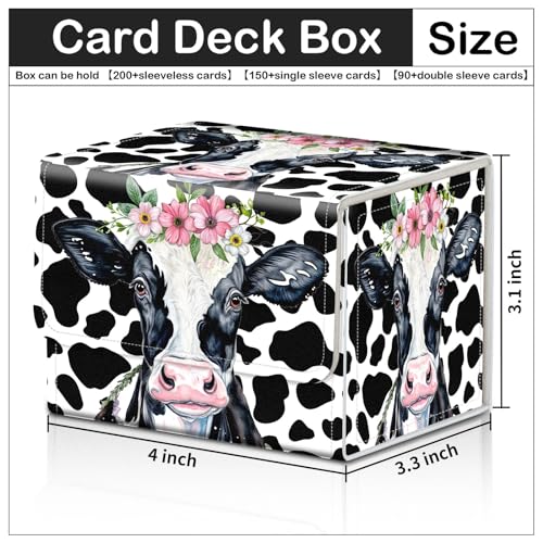 Card Deck Box for MTG Trading Cards with Magnetic Closure,Premium Card Storage Box Case Cover for TCG CCG Magic Cards,Cow Prints - color: Cow Prints