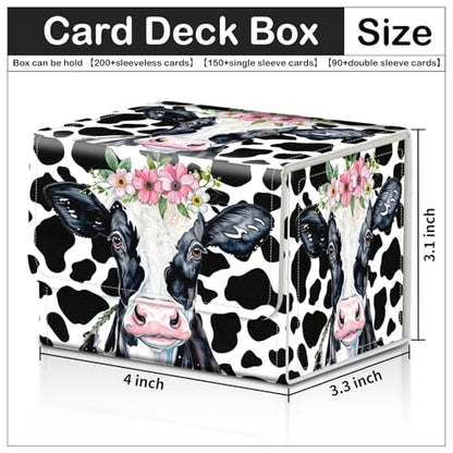 Card Deck Box for MTG Trading Cards with Magnetic Closure,Premium Card Storage Box Case Cover for TCG CCG Magic Cards,Cow Prints - color: Cow Prints