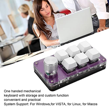 Sanpyl Mini Macro Mechanical Gaming Keyboard, 6 Keys One Handed USB PC Keypad with Knob, Programmable Shortcut Custom Function, for, for Vista