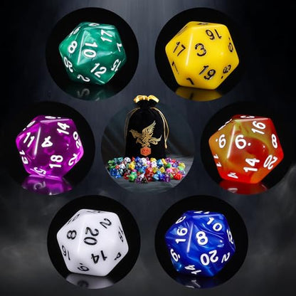 QMay DND Dice Set 15 X 7 Polyhedral Dice (105pcs) with 1 Large Flannel Bag, D&D Dice (D4 D6 D8 D10 D% D12 D20) for Dungeons and Dragons RPG MTG Table Games - color: 15 Sets-105pcs