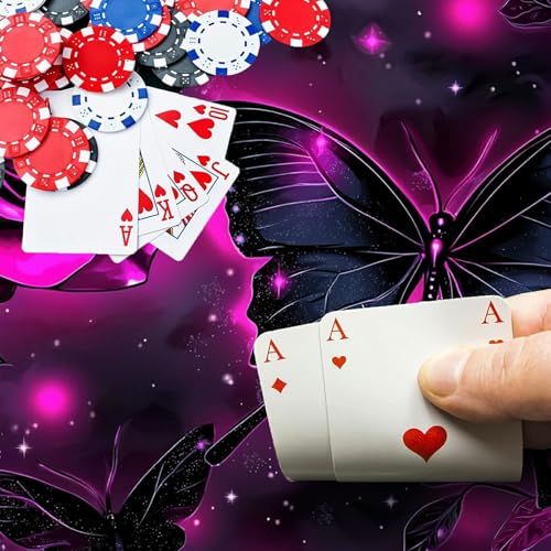 Purple Rose and Butterfly for MTG & TCG Playmat Mouse Pad,BFDHGQZC 24" x 14" Game Mat for MTG/RPG/CCG Trading Card Game Playmats Table Mat Perfect for Card Games Video Games Computer Office - color: Purple Rose and Butterfly