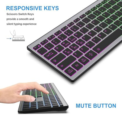 Cuifati 110 Keys RGB Backlit Wireless Keyboard with 7-Color Customizable Lighting and Silent Scissor Switches