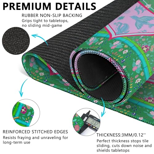 Mahjong Mat with Carrying Bag and 3 Dice, 31.5" X 31.5" Noise Reduction Mahjong Table Cover, Non Slip Gaming Mat for Board Tile Games Poker Card Dominoes, Mahjong Gifts for Women Mahjong Accessories - color: A0203