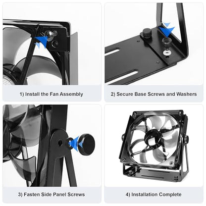 Computer Fan Stand - 120mm 140mm PC Fan Desk Stand, Heavy Duty Metal Adjustable Mount with 360° Rotation, Desktop Cooling Stand for PC, Router & Electronics (Fan Not Included)
