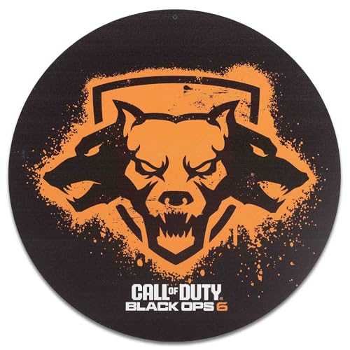 Call of Duty Black Ops Wolf Emblem Round Metal Wall Decor | Call of Duty Sign for Game Room or Office - color: Orange/Black