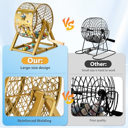 GADFISH 12" Bingo Game Set, Bingo Sets Adults for Large Group Seniors, 0.78" Bingo Balls with Steel Cage, 30 Cards, Board and Chips for Adults Parties, Game Night, Community