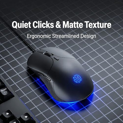 DGMINMU B1/2 Wired Gaming Mouse, Silent Click Ergonomic Mouse with 7200 DPI Adjustable, RGB Backlit, 6 Programmable Buttons, Braided Cable for PC, Mac, Laptop, Gaming & Office Use (B2-B) - color: B1/2-B