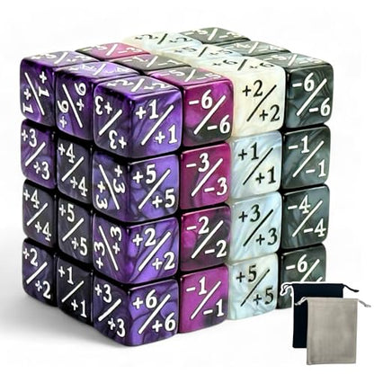 Luck Lab MTG Magic Life Counter Dice, 48 PCS - Compatible w/Magic Card Game Accessories, CCG Creature Stats w/ 2 Dice Bags (Purple Pearl, Purple Swirl, White Pearl, Black Pearl) - color: Purple Pearl, Purple Swirl, White Pearl, Black Pearl