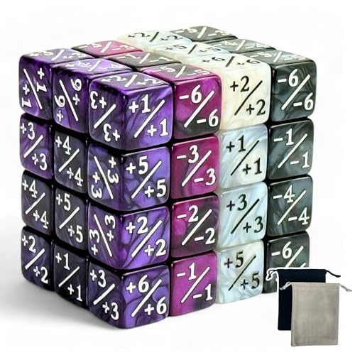Luck Lab MTG Magic Life Counter Dice, 48 PCS - Compatible w/Magic Card Game Accessories, CCG Creature Stats w/ 2 Dice Bags (Purple Pearl, Purple Swirl, White Pearl, Black Pearl) - color: Purple Pearl, Purple Swirl, White Pearl, Black Pearl