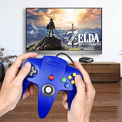 2 Pack Classic N64 Controller, miadore N64 Wired USB PC Game pad Joystick, N64 Bit USB Wired Game Stick Joy pad Controller for Windows PC MAC Linux Raspberry Pi 3 Sega Genesis (Clear Green/Blue) - color: Clear Green/Blue