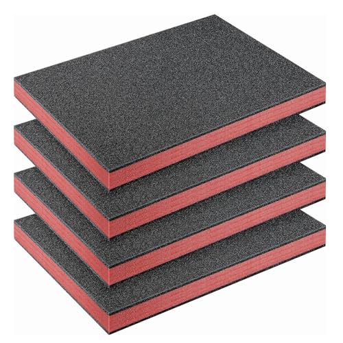 Outus 4 Pcs Cuttable Polyurethane Foam Pads Craft Foam Insert for Cases Packing Padding Camera Toolbox Storage(16 x 12 x 1.5 Inch,Red, Black) - color: Red, Black, size: 16 x 12 x 1.5 Inch