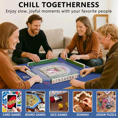 Mahjong Mat with Carrying Bag and 3 Dice, 31.5" X 31.5" Noise Reduction Mahjong Table Cover, Mahjong Lovers Gifts Non Slip Gaming Mat for Board Tile Games Poker Card Dominoes Party Weekly Game Nights - color: A04