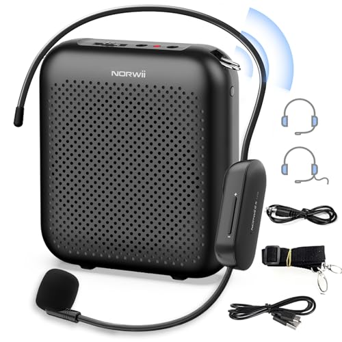 Voice Amplifier with Bluetooth, Portable Speaker with Microphone | Wireless Microphone Headset Speaker for Teacher, Mini Megaphone Sound Amplifier for Classroom, Tour Guides, Speaking - color: Black - 15W
