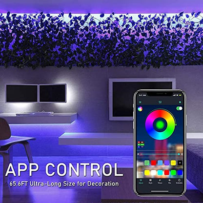MIHEAL Led Strip Lights Kit 65.6ft 5050 SMD RGB Flexible LED Tape Lights with UL Power Supply IR Remote Controller for Under Cabinet Lighting Bedroom, Living Room - color: Black