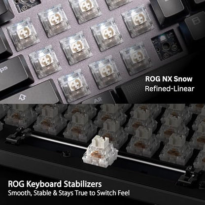ASUS ROG Strix Scope II 96 Wireless Mechanical Gaming Keyboard – 96% Full-Size, Tri-Mode Connectivity, Hot Swappable Pre-lubed ROG NX Snow Linear Switches, PBT Keycaps, RGB, PC/Mac Support-Black - color: Black, size: Snow Linear, style: Strix Scope II 96