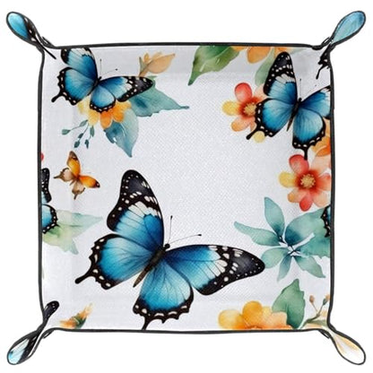 Butterflies and Floral Dice Tray Dice Rolling Tray Folding Dice Holder for Dice Games, Like RPG, DND and Other Table Games - color: Multi 17
