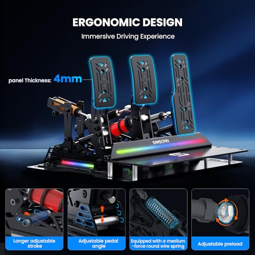 SIMSONN PRO X Ultra Sim Racing Pedals PC Racing Simulator Load Cell HE Hydraulic Pedals Support Haptic Reactor (PRO X Ultra P2-H2) - color: PRO X Ultra P2-H2