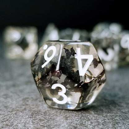 Sage's Portal Familiars and Reagents Resin DND Dice Set Polyhedral Dice Set for Dungeons and Dragons RPG Tabletop TTRPG (Night Moths) - color: Night Moths