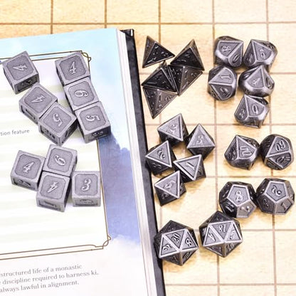 Extended Metal Dice RPG Set | 31 Piece Polyhedral Dice for DND5E Tabletop Role Playing Adventure Games (Iron) - color: Iron