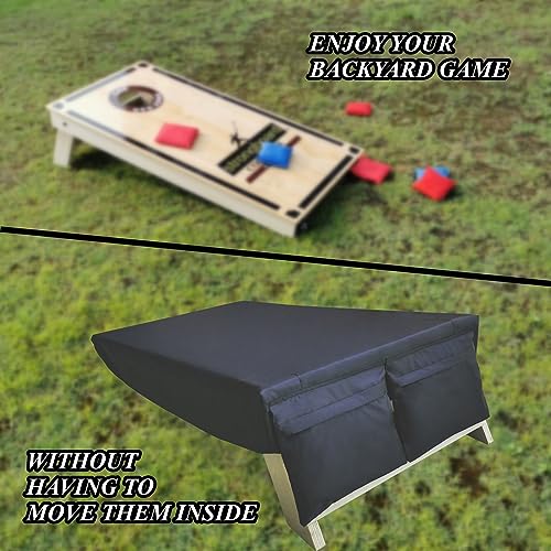 Cornhole Covers, Set of 2, for 4' x 2' Boards, Waterproof, Black | 2 Bags for Storing Cornhole Bags, Waterproof & UV Resistant, Thickened Protective Cover Corners