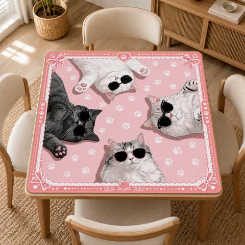 Cat Paw Prints Mahjong Mat for Table 31.5''x31.5'', Non-Slip Noise Reduction Mah Jongg Mats with Carrying Bag for American Mahjong, Poker, Board Games, Card Games & Dominoes - color: Cat Paw Prints