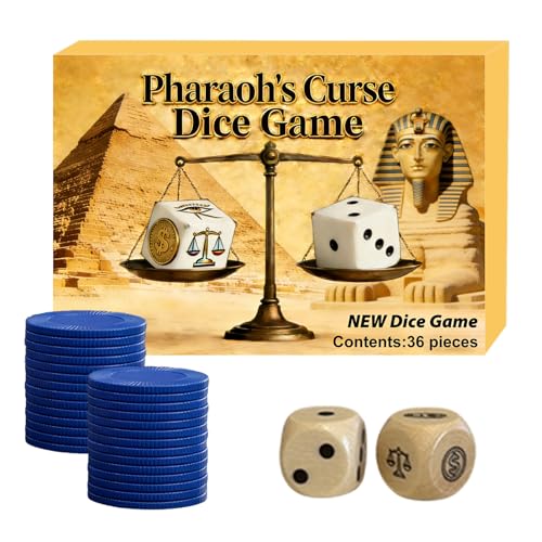Pharaoh's Curse Dice Game, Egyptian Themed | 2+ Players, 36 Pieces, Board Game