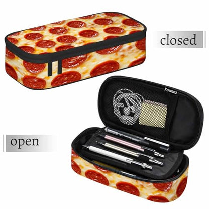 Cheese Pizza Pencil Case Fantasy Delicious Food Circle Pencil Bag Pouch Box Organizer for College Student Teen Adults - color: Cheese Pizza