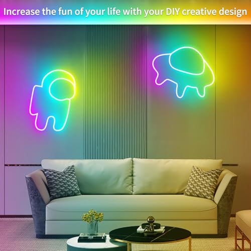 50ft LED Neon Lights with Remote and APP Control, IP65 Waterproof Flexible Neon Strip Lights 24V RGB LED Rope Lights for Bedroom,Living Room,DIY Decoration（with Snap &Screws） | Flexible Neon Strip Lights 24V RGB LED Rope Lights for Bedroom,Living Room,DIY