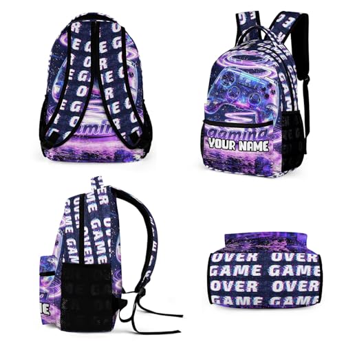 Custom Gaming Print Backpack, 17 in Laptop Bookbag for Teens | All-over print design | 900D PU nylon | Tear & abrasion resistant | Premium feel | Vibrant | Built for heavy daily use - color: Color 2 Custom