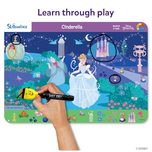Skillmatics Search and Find Disney Princess Educational Game - Reusable Preschool Learning Activity, Perfect for Toddlers & Kids, Screen-Free Fun, Art & Crafts, Gifts for Boys & Girls Ages 3, 4, 5, 6 - style: 1. ⁠Search & Find Disney Princess