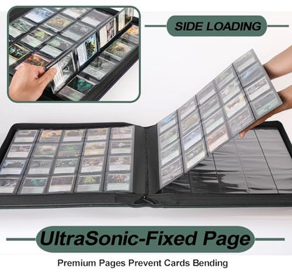 Premium 2000 Pocket Card Binder - 20 Pocket Trading Card Binder with Sleeves Fits 2000 Cards, Ringless Card Album for TCG - Model A，Blackish Green - color: 20P - Blackish Green
