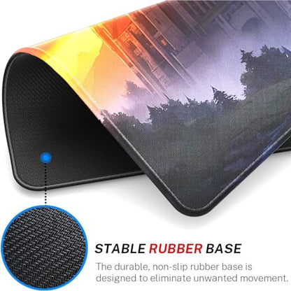MTG Playmat with Zones, Stitched Edges MTG Mat for TCG 24 x 14 inches Trading Card Inked Game Playmats with Storage Bag Smooth Rubber Surface Battle Game - color: Fire Cloud Stitched Edges Mats