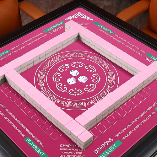 Mahjong Table Cover Mat with Carry Bag, Anti-Slip Noise Reduction Surface, 32.4 x 32.4 Inch, for Poker Cards Dominoes Tile Games (Rose Red) - color: Rose Red